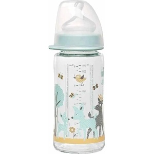 Nip Бебешко стъклено шише NIP - Flow M, 0 м+, 240 ml, boy (4000821350632) - baby