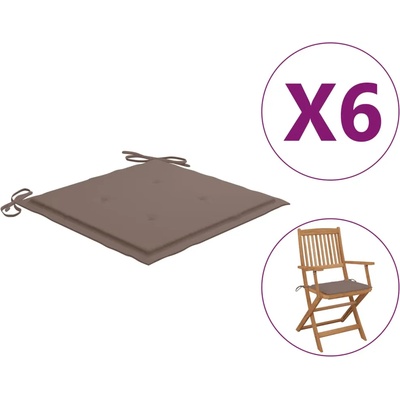 vidaXL Възглавници за столове 6 бр таупе 40x40x4 см Оксфорд плат (314019)