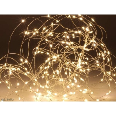 Levoma LED Svetelná reťaz, strieborný drôt, 100 LED, teplá biela, na batérie,