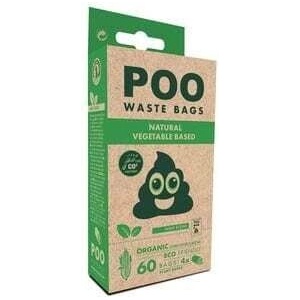 M-Pets POO BIO Dog Waste Bags Mint Scented 100% биоразградими пликчета, 4 ролки х 15 торбички, бели с аромат на мента