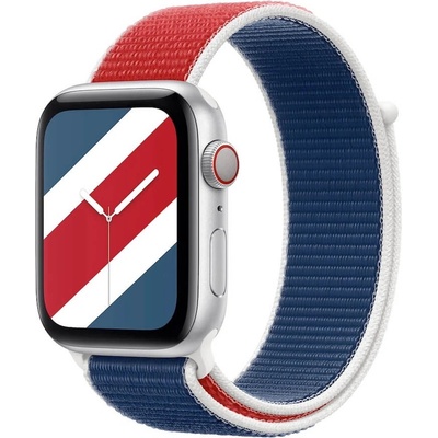 Apple Оригинална текстилна каишка за Apple Watch 42мм, 44мм, 45мм, 46мм, Ultra, Ultra 2 49мм - Apple Great Britain Sport Loop (червен-син) (MQW82ZM/A)