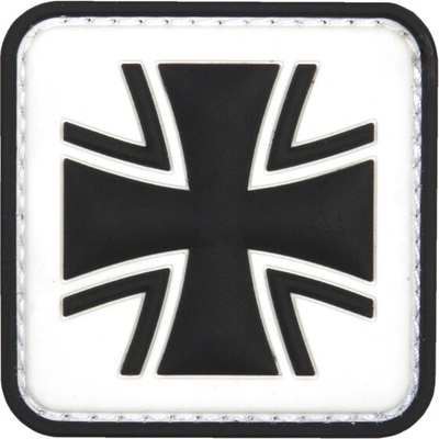 Gumová nášivka 101 Inc German Cross (železný kríž) - biela-čierna