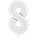 Party Deco Фолиев Балон Цифра, Бяло, 86см - 8 (fb130-8-008)