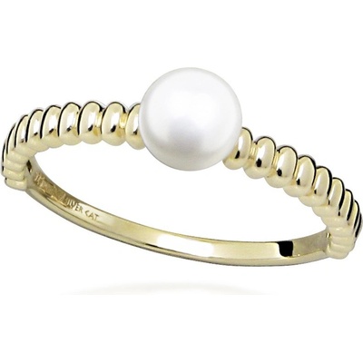 Silver Cat pozlacený prsten s pravou sladkovodní perlou SC578