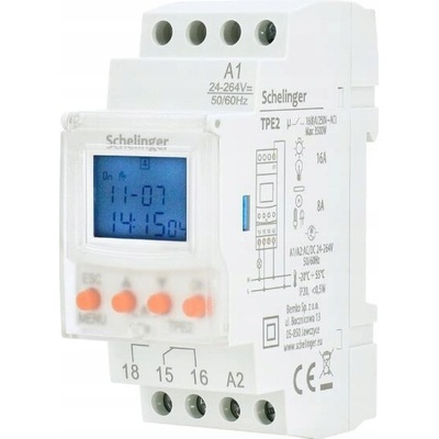 Elektronický spínací časovač na DIN lištu, 7 dní Schelinger A26-TPE2