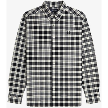 Fred Perry Риза с дълъг ръкав Fred Perry Men's Tartan Long Sleeve Oxford Shirt - Ecru 560