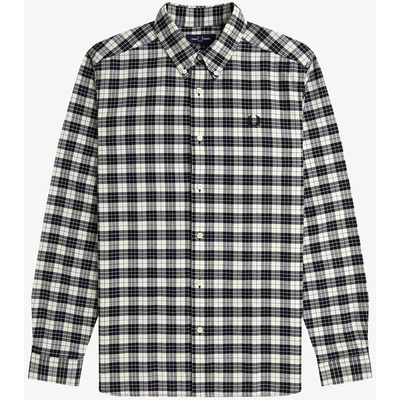 Fred Perry Риза с дълъг ръкав Fred Perry Men's Tartan Long Sleeve Oxford Shirt - Ecru 560