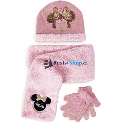 dívčí zimní set Minnie čepice rukavice šála černá
