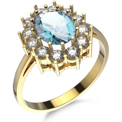 Couple Diana se světle modrým zirkonem žluté zlato 6850001 0 3