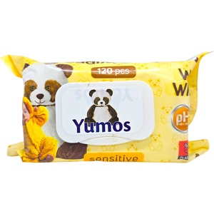  Yumos мокри кърпи, Сензитив, 120 броя, Жълти