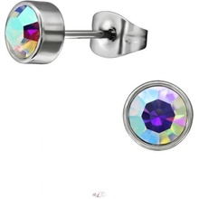 All4Silver náušnice krystal white aurora S2857