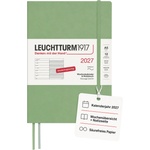 Leuchtturm1917 weekly calendar 2027 medium (A5) with notebook - appointment planner German, sage, soft cover, January-December 2027, weekly overview on the left + note page on the right - 400071 (400071)