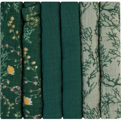 KikkaBoo Комплект 6 бр муселинови кърпички 30х30 см Secret Garden Green (31103010105)