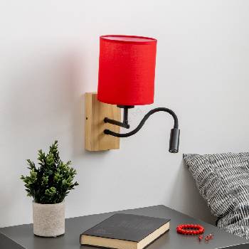 Brilagi - LED Аплик NUBILA WOOD 1xE27/25W/230V + LED/3W дъб/червен (BG1564K)