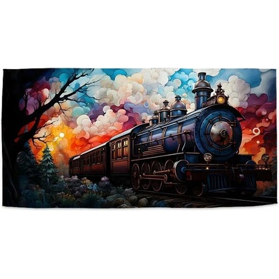 Sablio Ručník s potiskem Parní lokomotiva v kouzelné krajině 70 x 140 cm