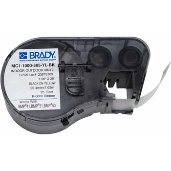 Brady MC1-1000-595-YL-BK / 131583, лепилна лента 25.40 mm x 7.62 m (MC1-1000-595-YL-BK)