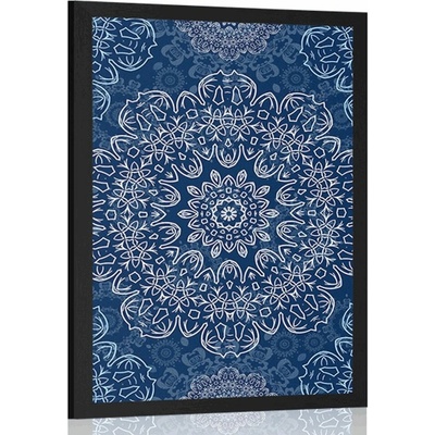 Plakát modrá Mandala s abstraktním vzorem - 40x60 no frame