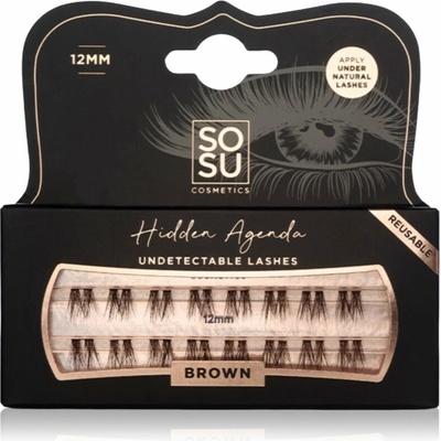 SOSU Cosmetics Hidden Agenda Undetectable Lashes trsové nalepovací řasy bez uzlíku 12 mm Brown 16 ks