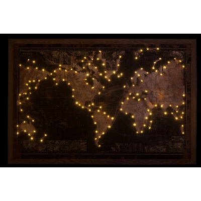 Tmavá retro mapa světa s patinou v dřevěném rámu- 175*5*116 cm - J-Line by Jolipa