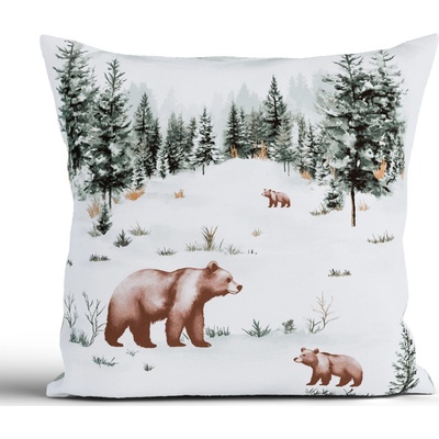 MKLuzkoviny.cz Vánoční bavlna Renforcé Medvědi v zimě 40 x 40 cm – Sleviste.cz