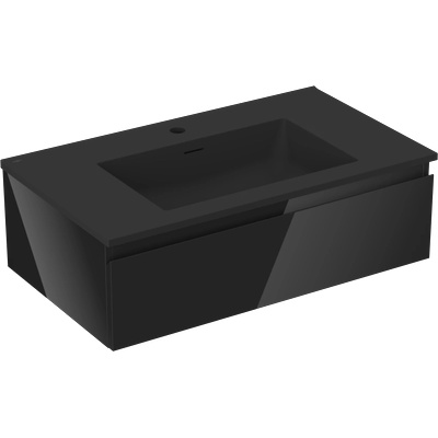 Orio шкаф за баня 80 см с мивка Otis, 1 чекмедже, черен гланц/черен мат (91A10-08023-1-BF70-W18M71)