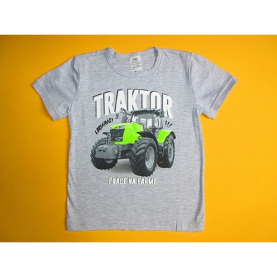 Arex ČR chlapecké tričko s krátkým rukávem Traktor světlešedá
