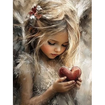 Norimpex - Puzzle Diamant painting: Girl with a heart 30x40cm - 1 - 39 piese