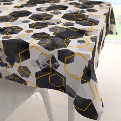 Biante bavlna čtvercový ubrus Sandra SA-568 Šedo-modrofialové mramorové hexagony na bílém 100x100 cm