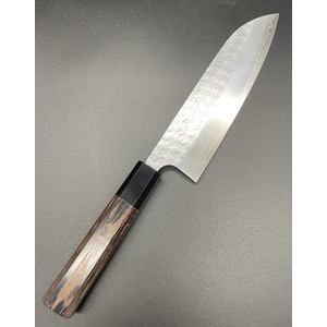 Yoshimi-Kato YUK 1035 Yoshimi Kato SG2 Bunka 170 с V-образна шарка, дръжка от абаносово дърво и бял накрайник