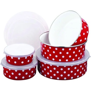 PETERHOF Купи за храна peterhof ph 12866, 5 броя, 10/12/14/16/18 см, Емайл, Червен с бели точки (1212180001)