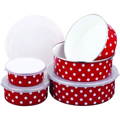 PETERHOF Купи за храна peterhof ph 12866, 5 броя, 10/12/14/16/18 см, Емайл, Червен с бели точки (1212180001)