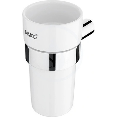 Nimco Bormo Pohárik na kefky a pastu s držiakom biela keramika/chróm BR 11058KN-26