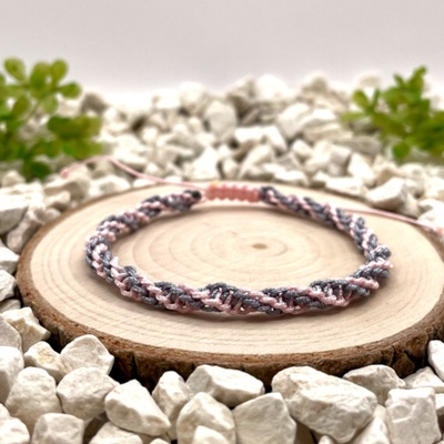 Certom Stylový náramek přátelství šedá a růžová – ruční práce 0229