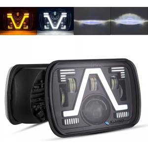  Универсалeн 5x7 инча ЛЕД LED фар лампа халоген 12V-24V къси/дълги с DRL дневни светлини мигач бяло-жълто 4800lm за АТВ д