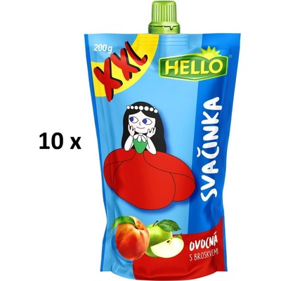 Hello XXL ovocná kapsička s Broskvemi 10 x 200 g