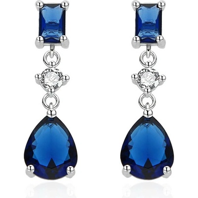 BENETO AGUP3613-DB Stříbrné visací náušnice s modrými kameny