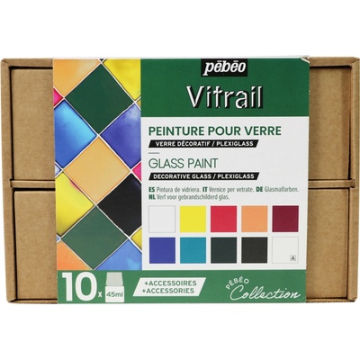 Pébéo Vitrail Súprava nevypaľovacích farieb na sklo 10 x 45 ml