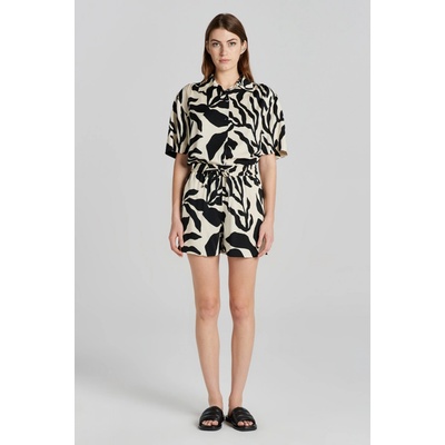 Gant šortky REL PALM PRINT PULL ON SHORTS hnědá