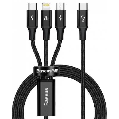 Кабел Baseus Superior 3 в 1 USB-А към Lightning, microUSB и USB-C, 1.5 м. - черен (CAMLT-SC01)