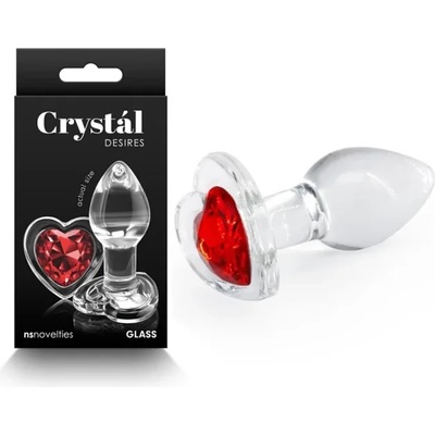 Стъклен плъг с вграден кристал, 8, 4см. - Crystal Desires Heart (NSTOYS1031)
