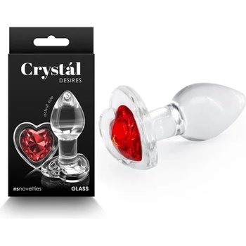 Стъклен плъг с вграден кристал, 8, 4см. - Crystal Desires Heart (NSTOYS1031)