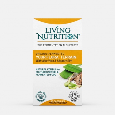 Living nutrition Fermentovaná synbiotika s aloe vera a kůrou jilmu Your Flora Terrain 60 kapslí