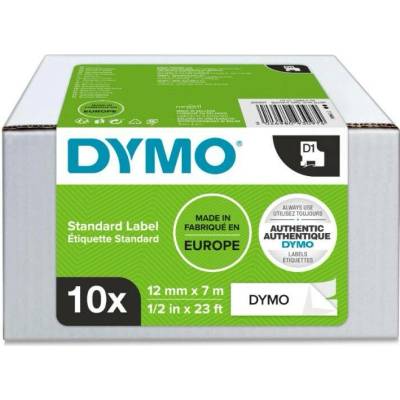 Páska Dymo D1, 9mm (40913) bílá, černý tisk, 7m - 10ks