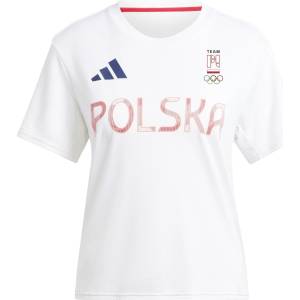 adidas Фланелка с къс ръкав Adidas Women's Poland Short Sleeve Performance Gym Top - White