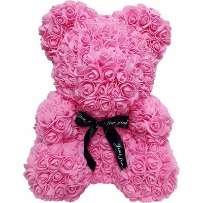 BudNej medvedík z ruží 25 cm - ružový - MN9404