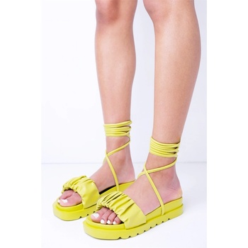 Image 1 of No Doubt Сандали No Doubt Women's Lace-Up Ruched Strap Flatform Sandal - Lime