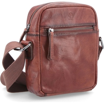 Poyem kožená crossbody taška koňakově hnědá