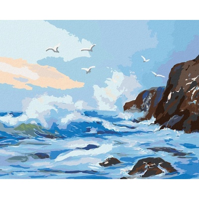 Zuty Malování Podle Čísel Vlny Údeřící Na Skály A Racci D. Rusty Rust 40 x 50 Cm Plátno Rám 8596530178293