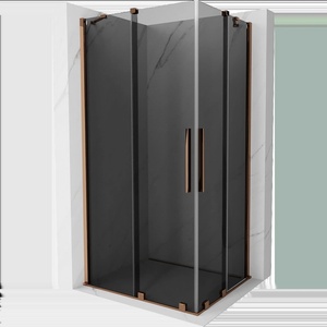 Mexen Velar Duo плъзгаща се душ кабина 90 x 80 см, графит, розово злато - 871-090-080-42-60 (871-090-080-42-60)