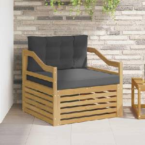 vidaXL Външен диван Solid Acacia Wood Бяло и антрацит 87 x 83 x 73 см (3439154)